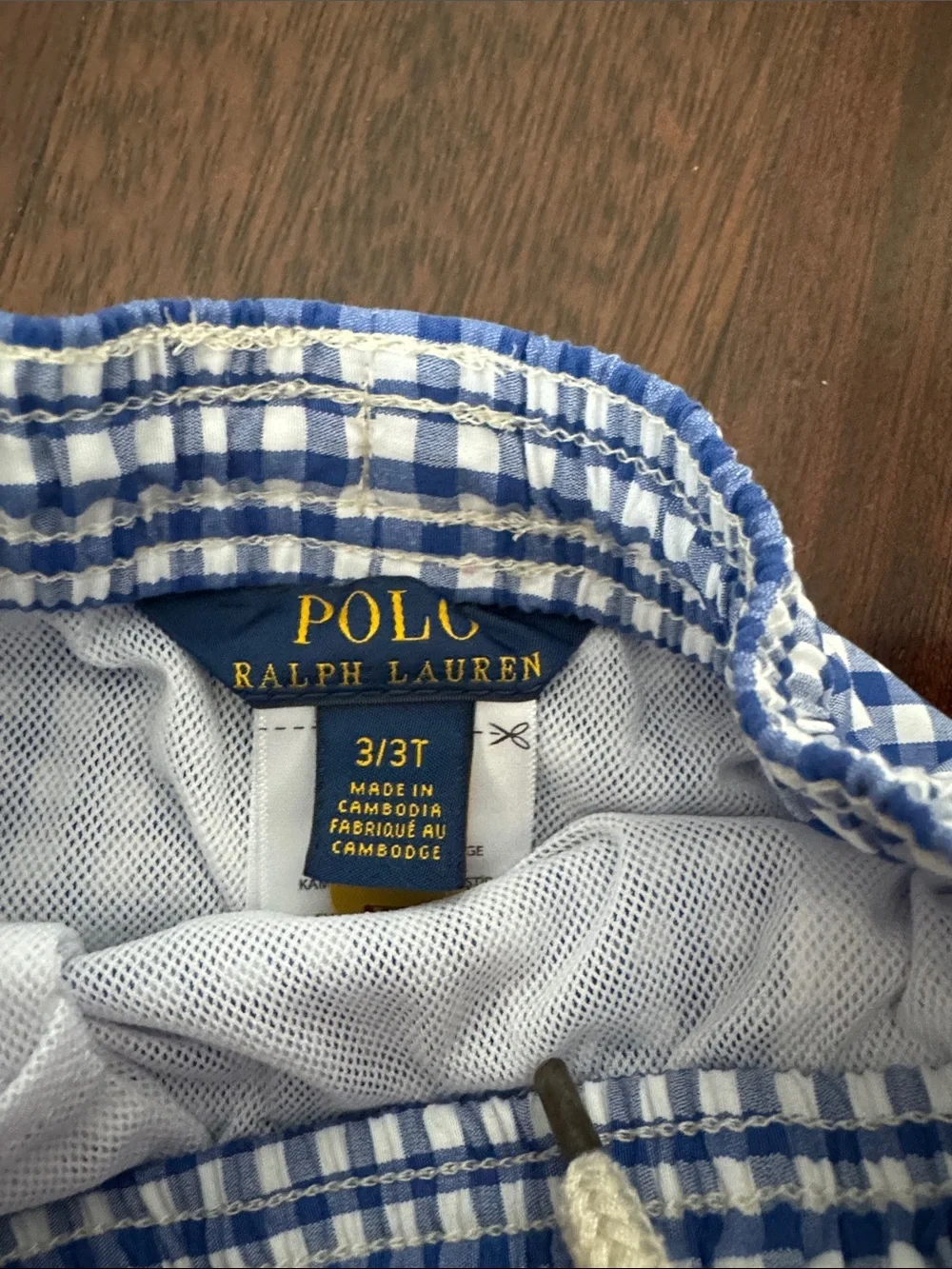 Ralph Lauren Blue and White Gingham Kids Shorts